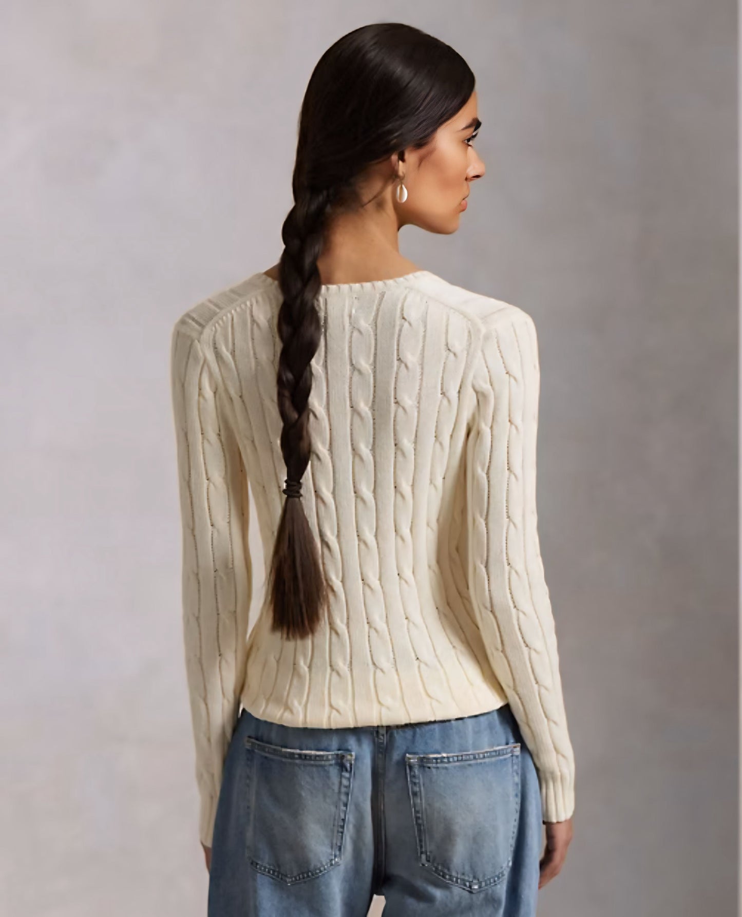 Pull col en V torsadé en coton