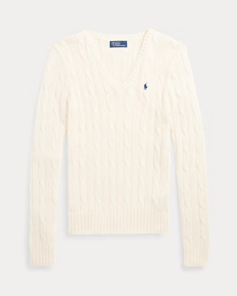 Pull col en V torsadé en coton