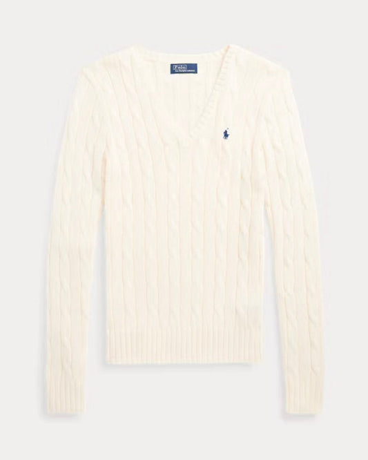 Pull col en V torsadé en coton