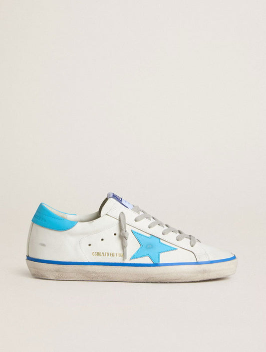 Super-Star LTD Femme – Cuir Blanc & Accents Bleu Clair
