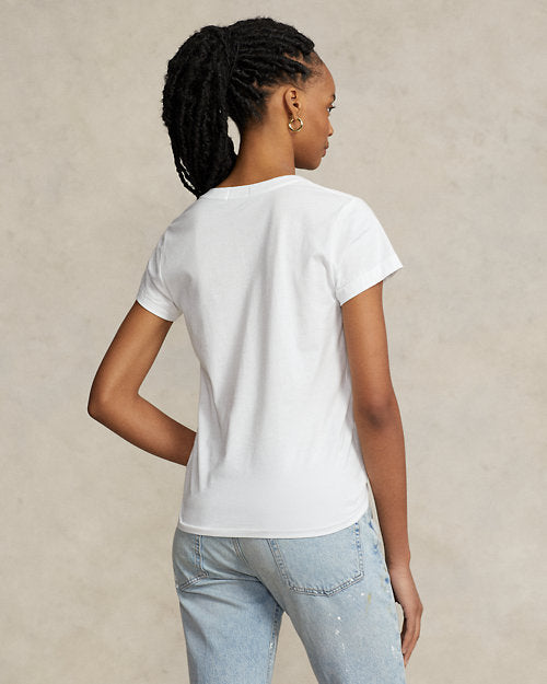 T-shirt col en V en jersey de coton