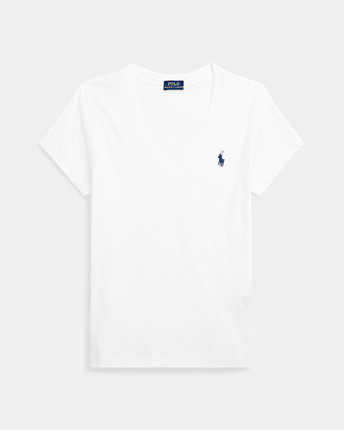 T-shirt col en V en jersey de coton