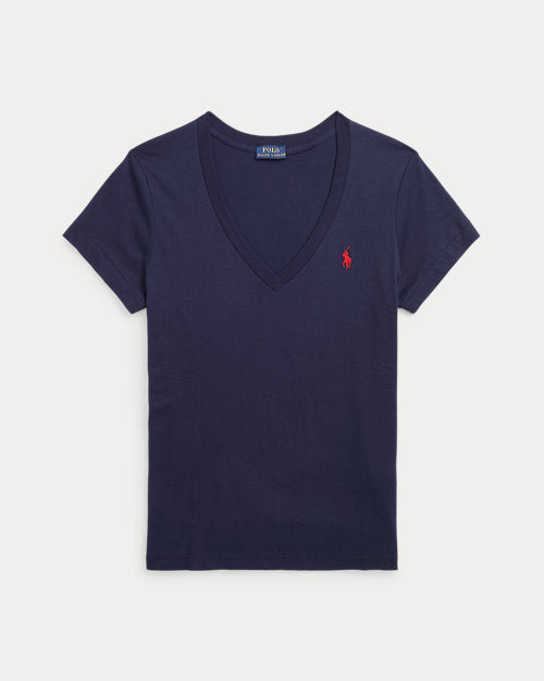 T-shirt col en V en jersey de coton