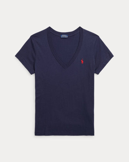 T-shirt col en V en jersey de coton